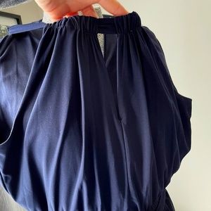 Navy blue Emma & Michele Keyhole Halter jumpsuit. Sz M